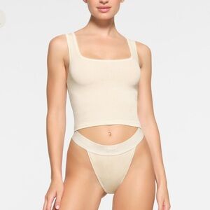 NWT SKIMS COTTON RIB TANK XS BONE